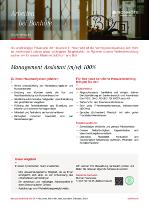 Management Assistant (m/w) 100%