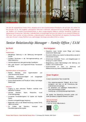 Senior Relationship Manager – Family Office / EAM