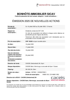 Prospectus d’émission