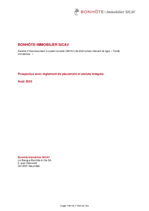 Prospectus avec règlement de placement et statuts intégrés