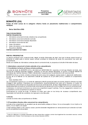 Prospectus and contract (in French)